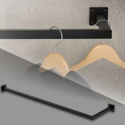 Kleiderstange Garderobe Wandmontage 30 x 110 cm Schwarz aus Stahl ML-Design