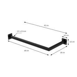 Kleiderstange Garderobe Wandmontage 30 x 60 cm Schwarz aus Stahl ML-Design