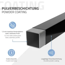 Kleiderstange Garderobe Wandmontage 30 x 60 cm Schwarz aus Stahl ML-Design