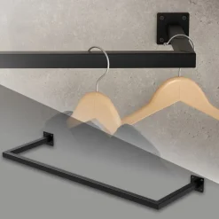 Kleiderstange Garderobe Wandmontage 30 x 90 cm Schwarz aus Stahl ML-Design