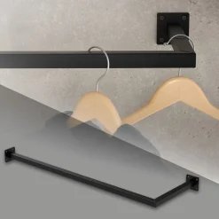 Kleiderstange Garderobe Wandmontage 30x90 cm Schwarz aus Stahl ML-Design