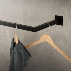 Kleiderstange Garderobe Wandmontage 30x90 cm Schwarz aus Stahl ML-Design