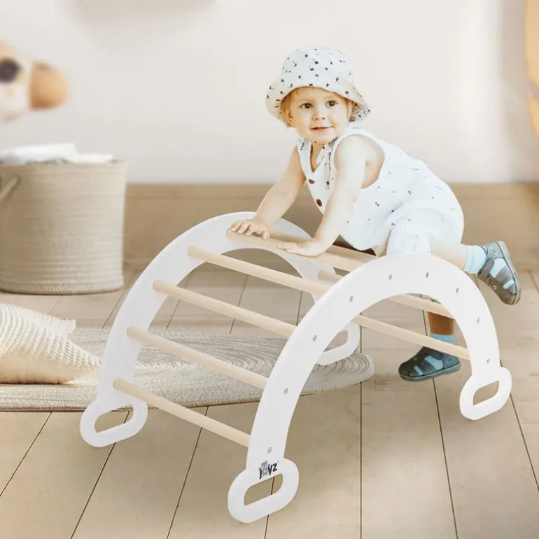 Kletterbogen für Kinder 89x52x45,5 cm Natur/Weiß aus Holz Joyz