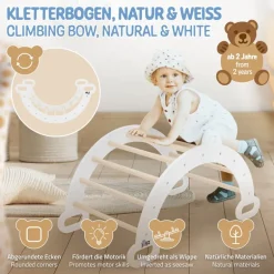 Kletterbogen für Kinder 89x52x45,5 cm Natur/Weiß aus Holz Joyz