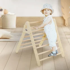 Kletterdreieck für Kinder ab 1 Jahr 73x72x70 cm Natur aus Holz Joyz