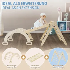 Kletterdreieck für Kinder ab 1 Jahr 73x72x70 cm Natur aus Holz Joyz