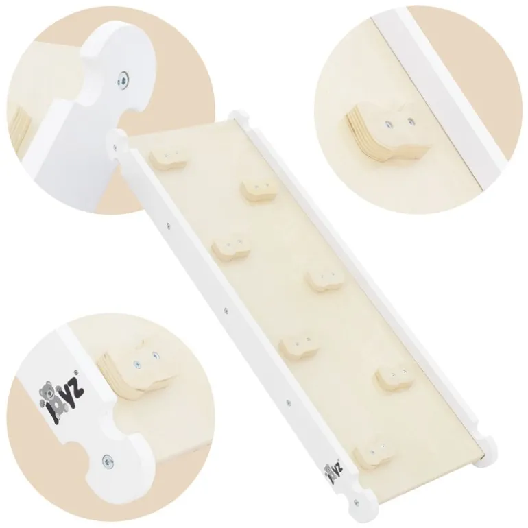 Kletterdreieck mit Rutsche & Kletterbogen 3er Set Weiß aus Holz Joyz