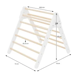 Kletterdreieck mit Rutsche & Kletterbogen 3er Set Weiß aus Holz Joyz