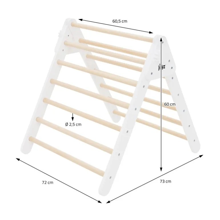Kletterdreieck mit Rutsche & Kletterbogen 3er Set Weiß aus Holz Joyz