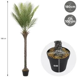 Künstliche Palme 180 cm Tropische Kunstpalme im Topf ML-Design