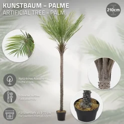 Künstliche Palme 210 cm Tropische Kunstpalme im Topf ML-Design