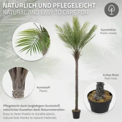 Künstliche Palme 210 cm Tropische Kunstpalme im Topf ML-Design