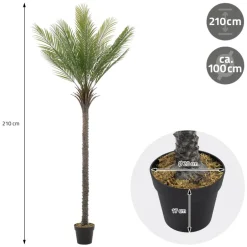 Künstliche Palme 210 cm Tropische Kunstpalme im Topf ML-Design