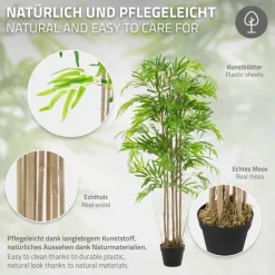 Künstlicher Bambus 150 cm Kunstpflanze mit Echtholzstamm ML-Design