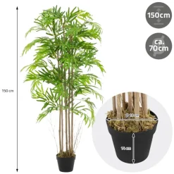 Künstlicher Bambus 150 cm Kunstpflanze mit Echtholzstamm ML-Design