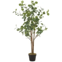 Künstlicher Eukalyptusbaum 120 cm Kunstpflanze mit Naturholzstamm ML-Design