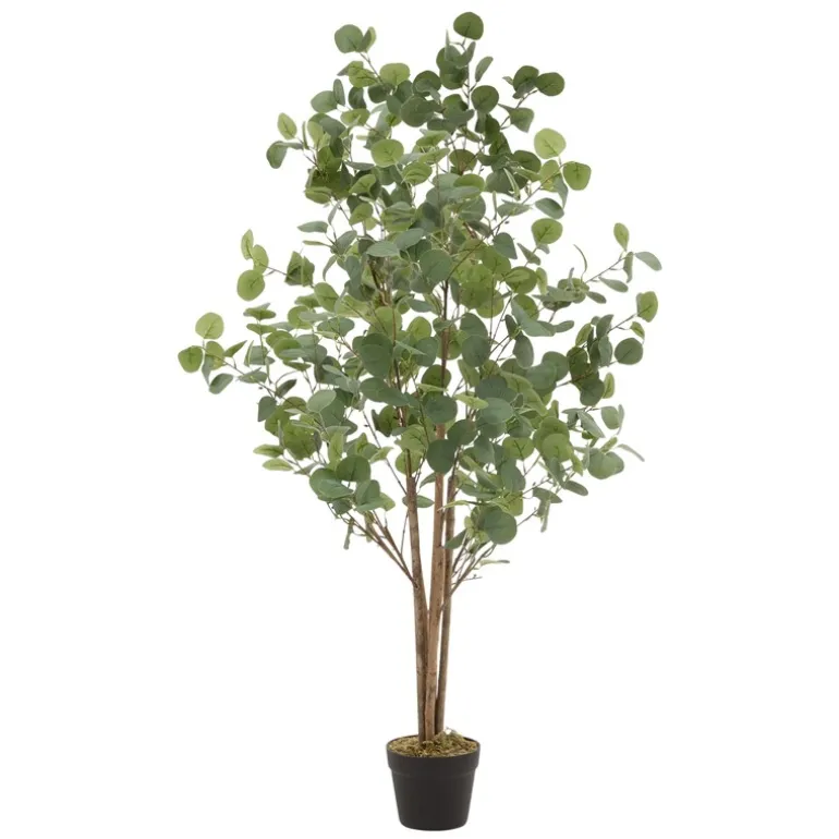 Künstlicher Eukalyptusbaum 150 cm Kunstpflanze mit Naturholzstamm ML-Design