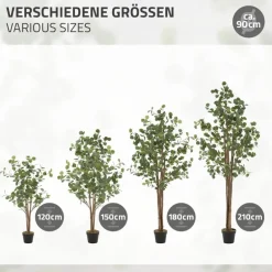 Künstlicher Eukalyptusbaum 150 cm Kunstpflanze mit Naturholzstamm ML-Design