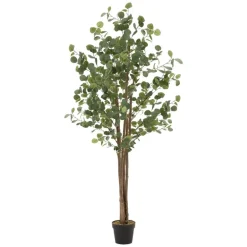 Künstlicher Eukalyptusbaum 180 cm Kunstpflanze mit Naturholzstamm ML-Design
