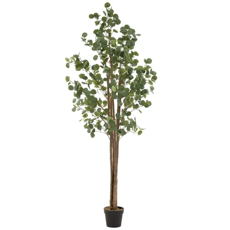 Künstlicher Eukalyptusbaum 210 cm Kunstpflanze mit Naturholzstamm ML-Design