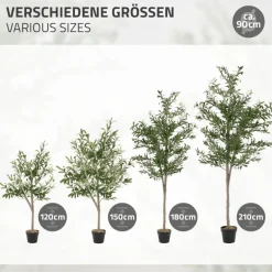 Künstlicher Olivenbaum 180 cm Kunstpflanze mit Naturholzstamm und Früchten ML-Design