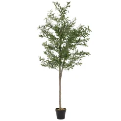 Künstlicher Olivenbaum 210 cm Kunstpflanze mit Naturholzstamm und Früchten ML-Design