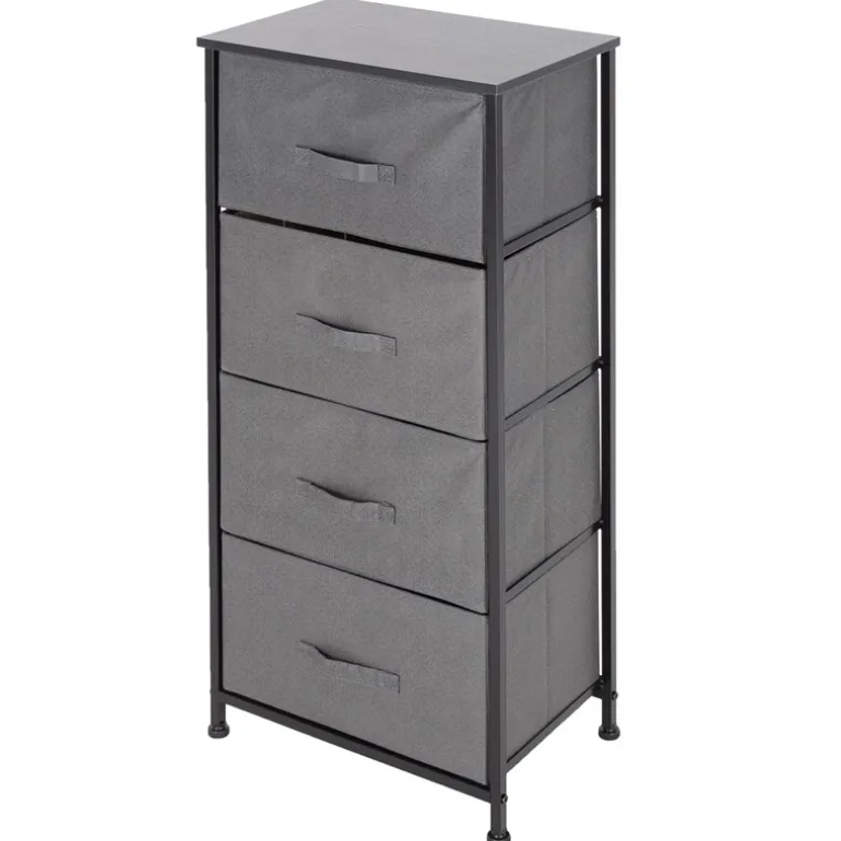 Kommode mit 4 Schubladen 45x30x94 cm Grau aus MDF ML-Design