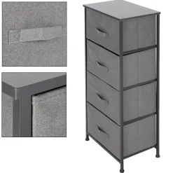 Kommode mit 4 Schubladen 45x30x94 cm Grau aus MDF ML-Design