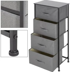Kommode mit 4 Schubladen 45x30x94 cm Grau aus MDF ML-Design