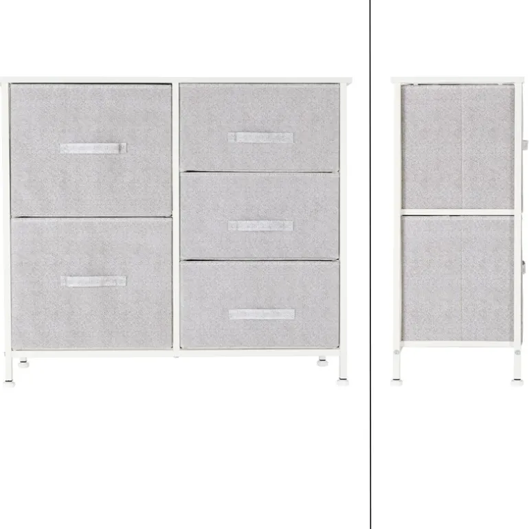 Kommode mit 5 Schubladen 80x30x70 cm Weiß aus MDF ML-Design