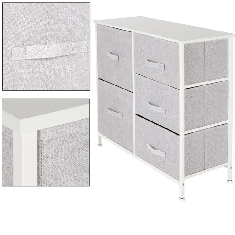 Kommode mit 5 Schubladen 80x30x70 cm Weiß aus MDF ML-Design