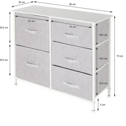 Kommode mit 5 Schubladen 80x30x70 cm Weiß aus MDF ML-Design