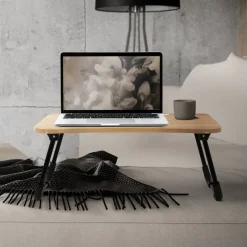 Laptoptisch mit USB-Ports klappbar 60x40 cm Holzoptik aus MDF inkl. USB Lampe und Ventilator ML-Design