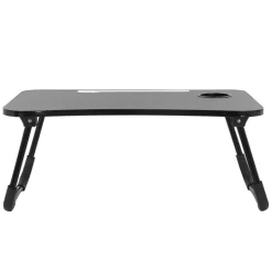 Laptoptisch mit USB-Ports klappbar 60x40 cm Schwarz aus MDF inkl. USB Lampe und Ventilator ML-Design