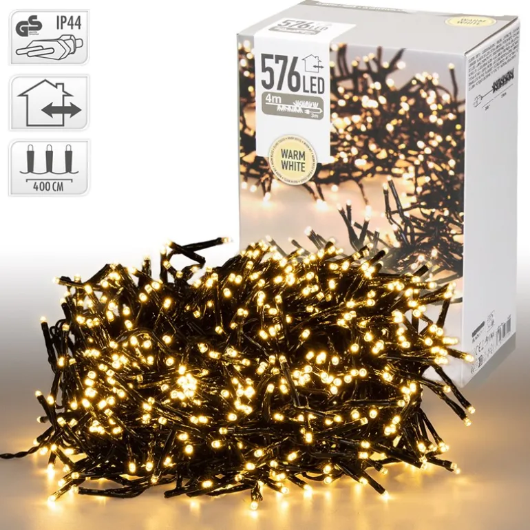 LED Büschel Lichterkette 4,2 m mit 576 LEDs Warmweiß IP44