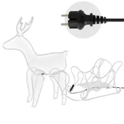 LED Deko Rentier mit Schlitten, warmweiß, 504 LEDs, aus PVC