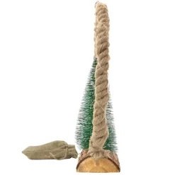 LED Jute Kreis 34x30x7.5 cm aus Seil mit 30 warmweißen LEDs 3 Tannen Jutesäckchen Batterien Timer