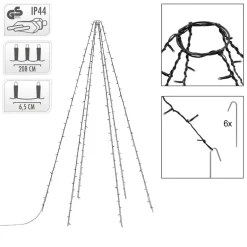 LED Lichterkette Fahnenmastbeleuchtung 208 cm Warmweiß mit 192 LED