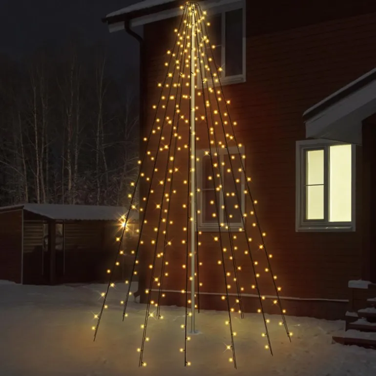 LED Lichterkette Fahnenmastbeleuchtung 8m mit 360 LEDs Warmweiß