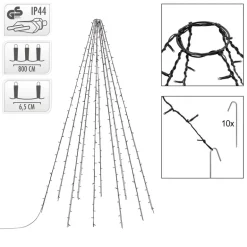 LED Lichterkette Fahnenmastbeleuchtung 8m mit 360 LEDs Warmweiß