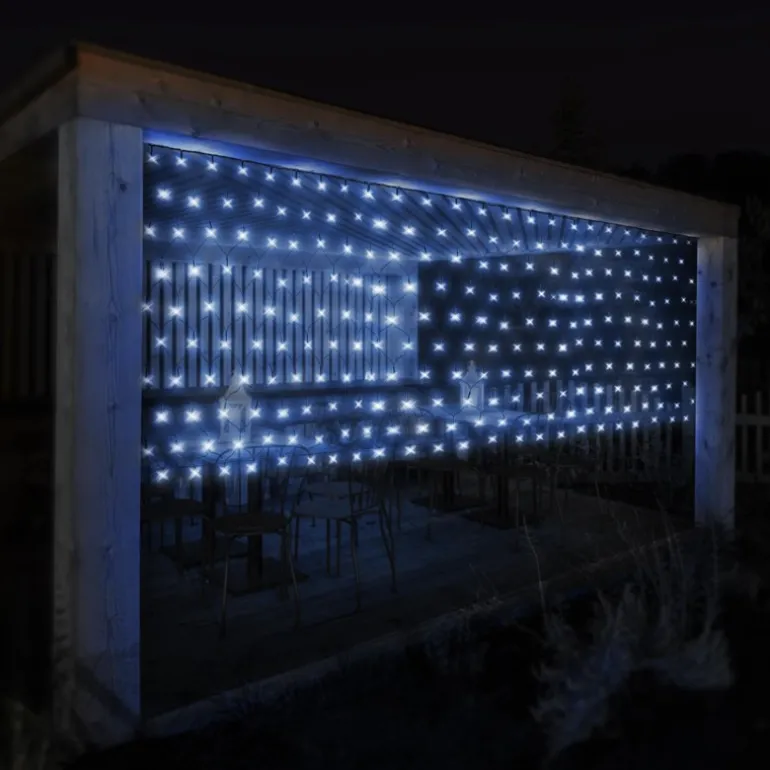 LED Lichternetz 200 cm mit 160 LEDs Kaltweiß IP44