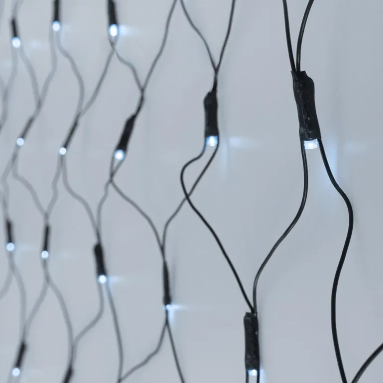 LED Lichternetz 200 cm mit 160 LEDs Kaltweiß IP44