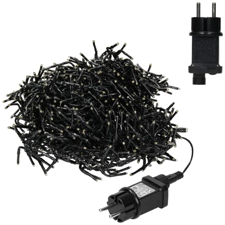 LED Lichtervorhang mit 8 Leuchtmodis automatisch wechselnd 1m mit 480 warmweißen LEDs IP44 Steckdose