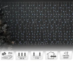 LED Lichtervorhang 2m Kaltweiß mit 240 LED aus PVC
