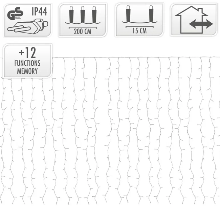 LED Lichtervorhang 2m Kaltweiß mit 240 LED aus PVC