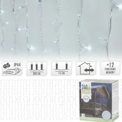 LED Lichtervorhang 2m Kaltweiß mit 240 LED aus PVC