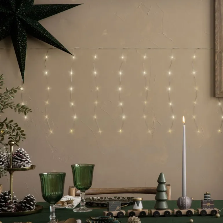 LED Lichtervorhang 6 m mit 240 LEDs Warmweiß IP44 Timer
