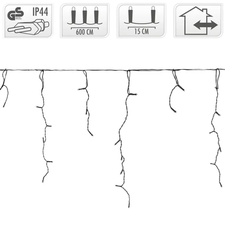 LED Lichtvorhang 6m Warmweiß mit 180 LEDs aus PVC