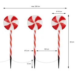 LED Lolly Lichterkette Weihnachtslichterkette wasserdicht mit Timer und verschiedenen Leuchtmodis