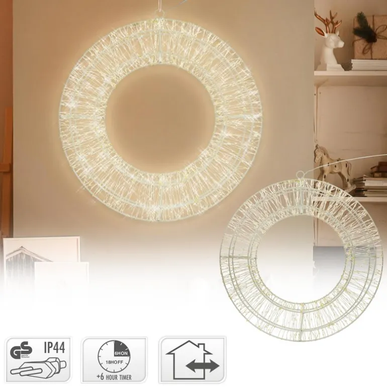 LED Metall Kranz Ø 50 cm mit 1440 LEDs Warmweiß IP44